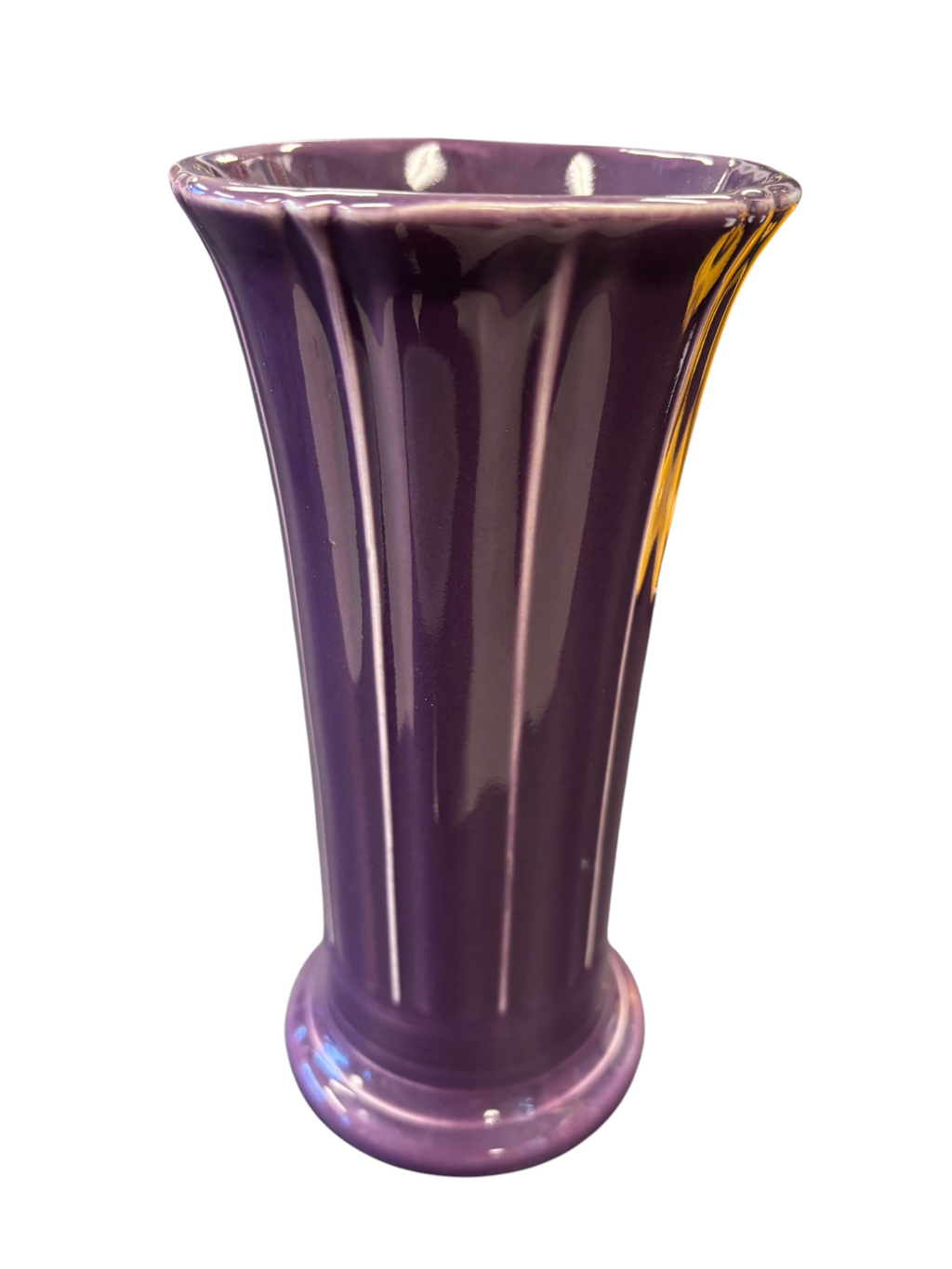 This is a Fiesta Fiestaware Small Flared Vase in Mulberry. 8" tall. lead-free, Post 1986, Retired Shape Retired Color
