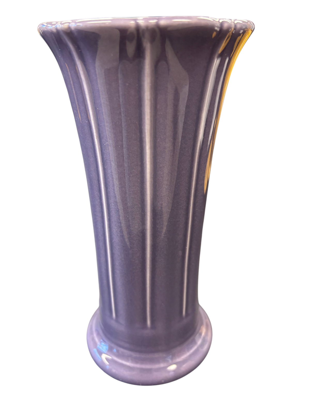 This is a Fiesta Fiestaware Small Flared Vase in Lavender. 8" tall. lead-free, Post 1986, Retired Shape
