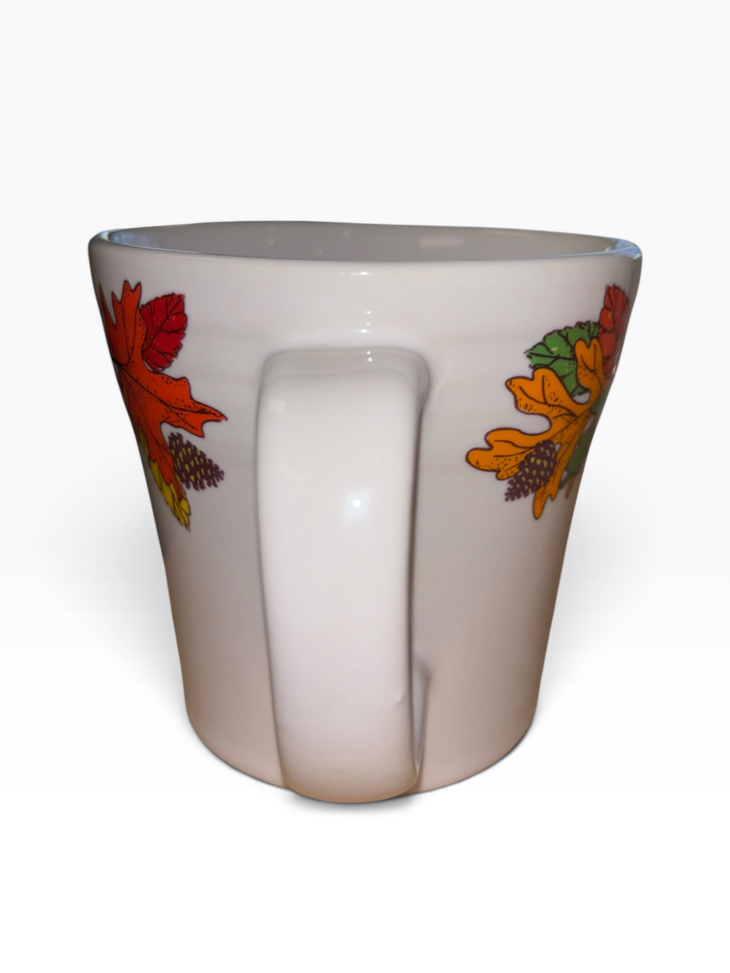 This is Fiesta fiestware Tapered Mug featuring the Fall Fantasy Brights decal on white. Lead free, post 1986,  retired decal, Halloween

