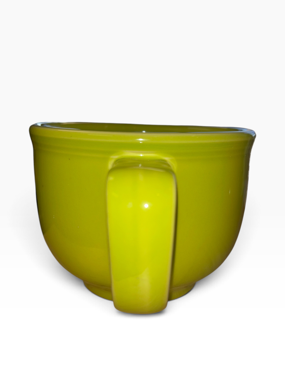 This is a Fiesta fiestaware Jumbo Mug featuring the Trio of Boo Cats decal on Lemongrass. Lead free, Post 1986 retired decal, retired color, Halloween
