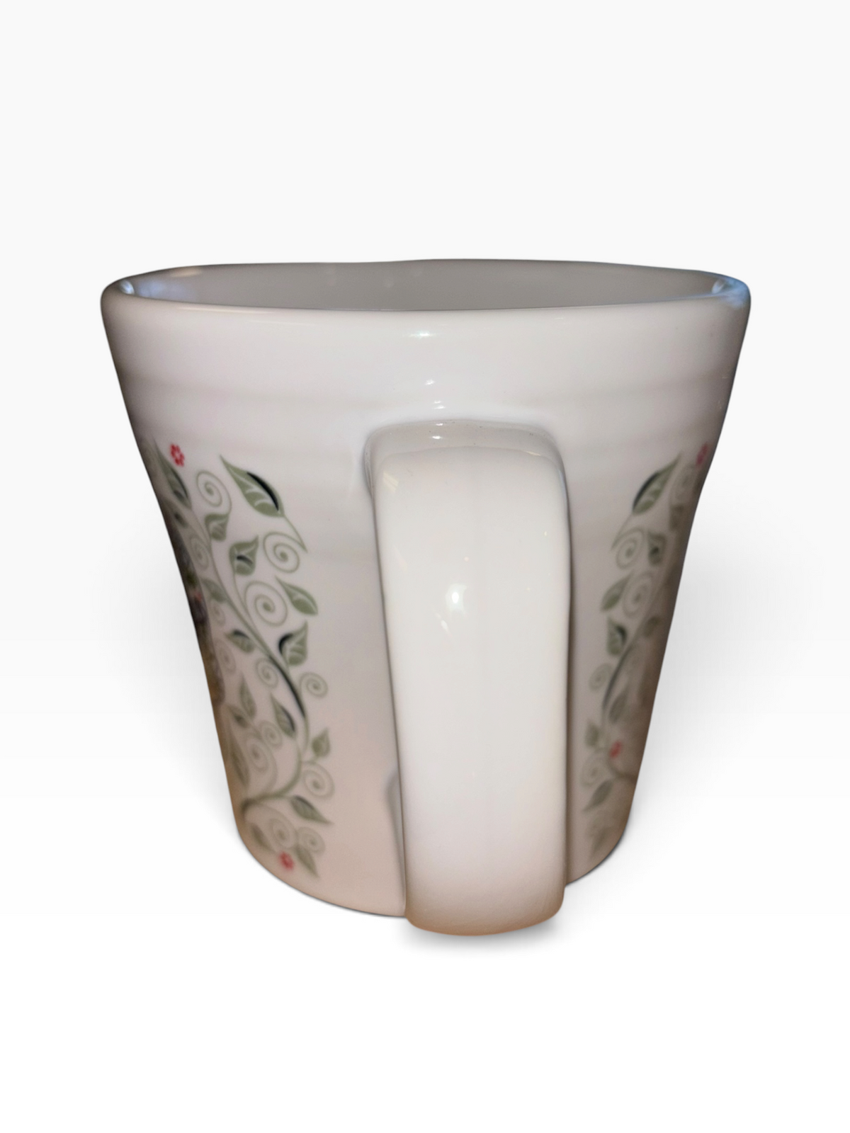 This is Fiesta fiestware Tapered Mug featuring the Skull & Vine decal on white. Lead free, post 1986,  retired decal, Halloween
