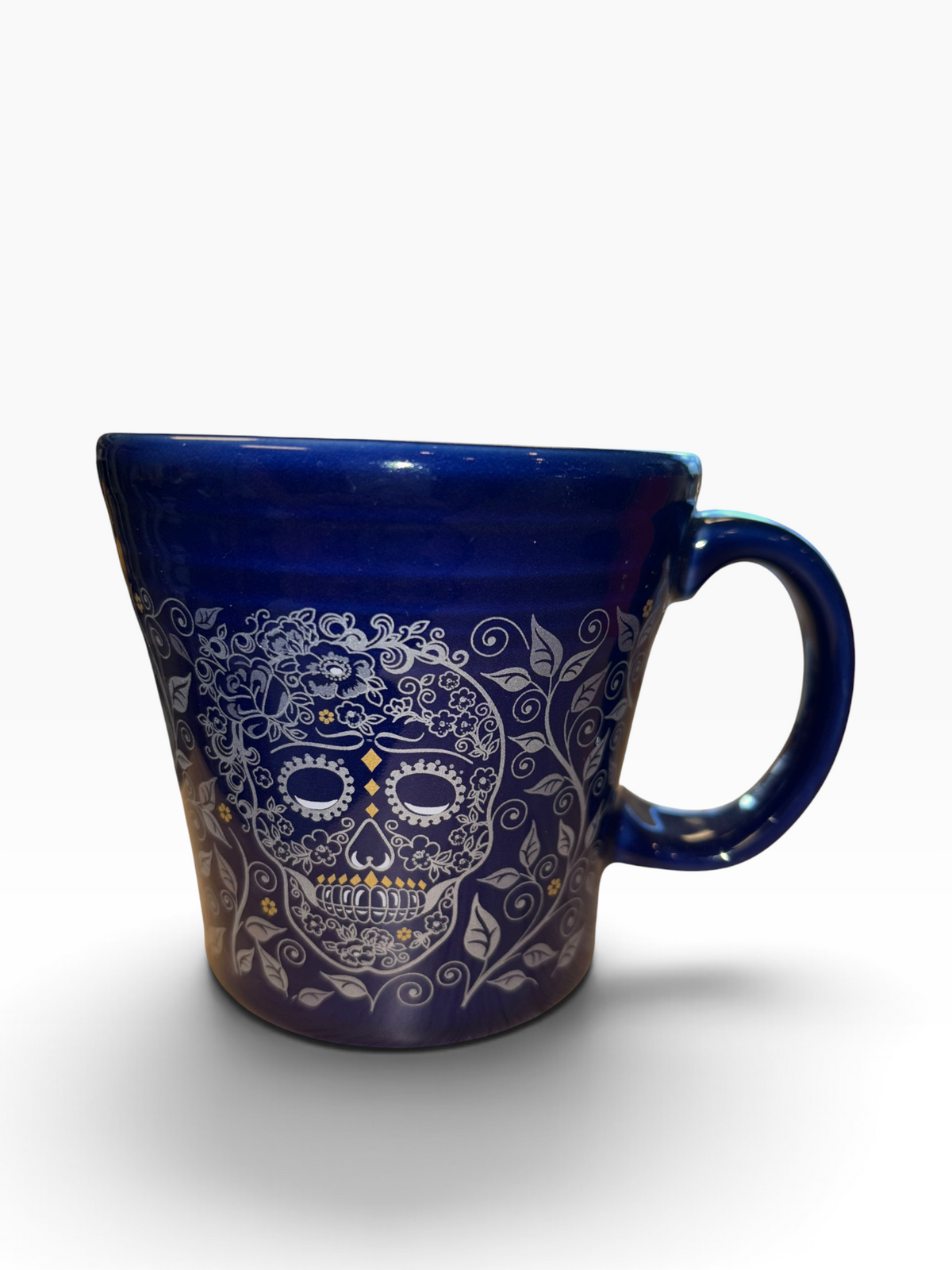 This is Fiesta fiestware Tapered Mug featuring the Skull & Vine decal on twilight. Lead free, post 1986,  retired decal, Halloween
