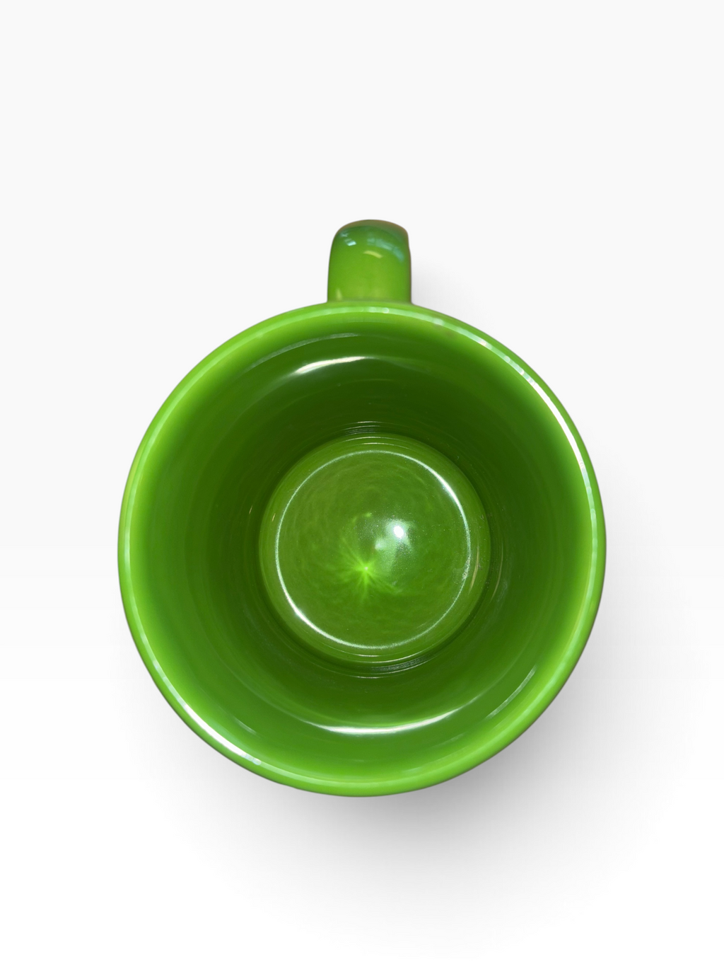 This is a Fiesta fiestware Java Mug featuring the Harvest Moon Witch decal on shamrock. Lead free Post 1986 Retired Color Retired Decal Halloween
