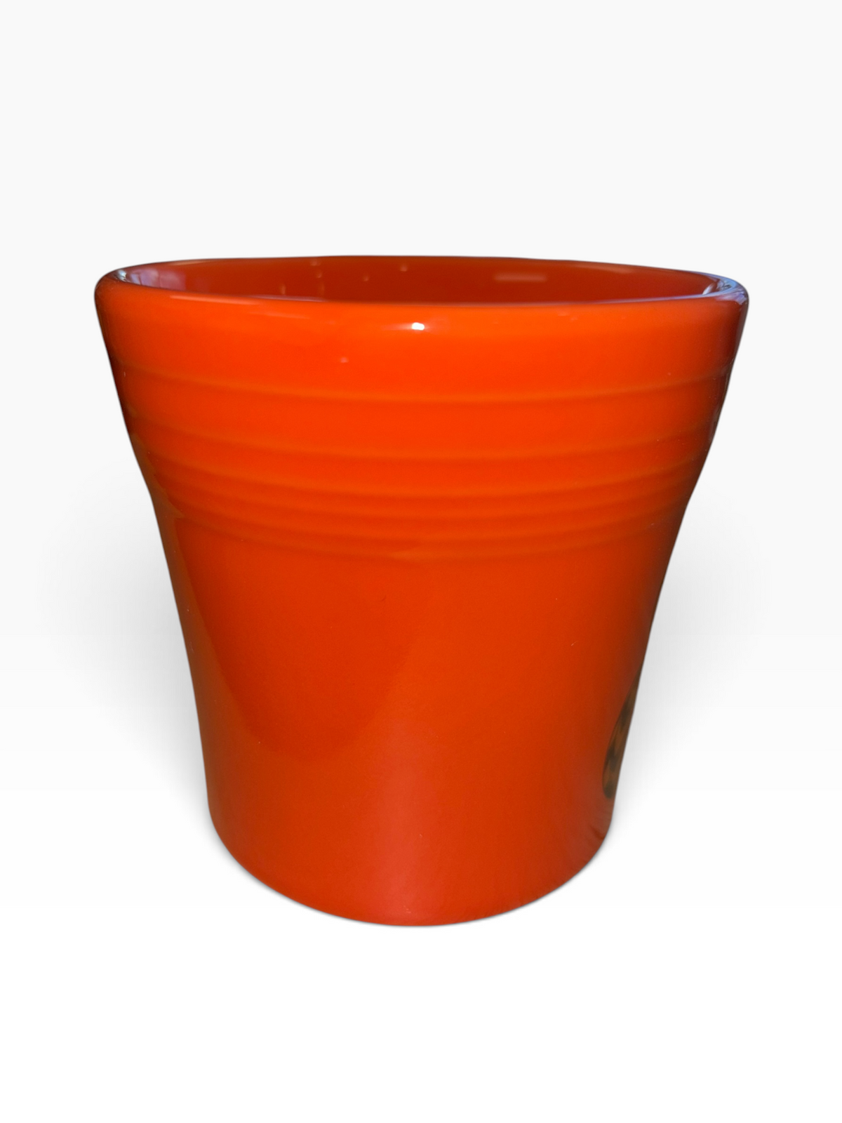 This is Fiesta fiestware Tapered Mug featuring the Trio of Geo Pumpkins decal on poppy. Lead free, post 1986,  retired decal, Halloween
