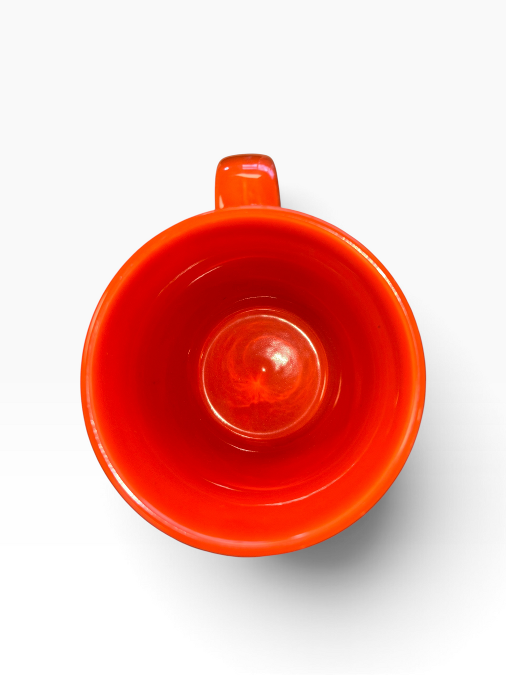 This is Fiesta fiestware Tapered Mug featuring the Trio of Geo Pumpkins decal on poppy. Lead free, post 1986,  retired decal, Halloween
