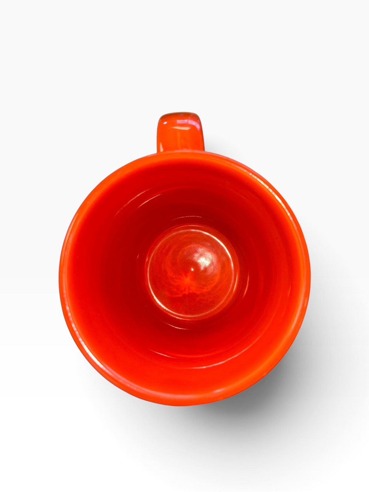 This is Fiesta fiestware Tapered Mug featuring the Trio of Geo Pumpkins decal on poppy. Lead free, post 1986,  retired decal, Halloween
