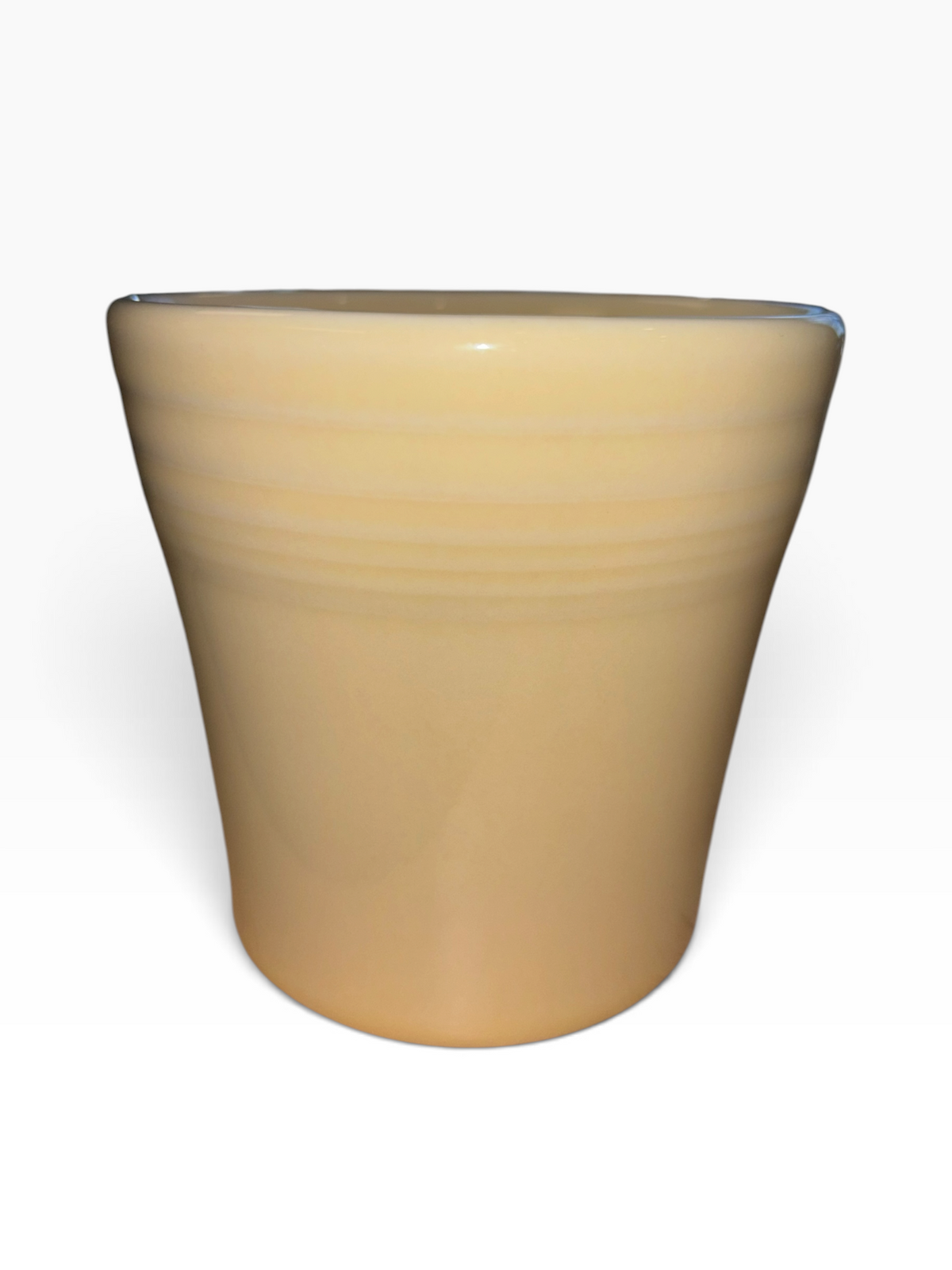 This is a Fiesta fiestaware Tapered Mug featuring the Pumpkin Spice and Everything Nice decal on Ivory. Lead free, Post 1986 Retired Decal, Retired Color, Fall, Pumpkin, Thanksgiving

