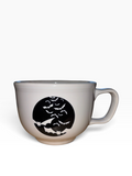 This is a Fiesta fiestaware Jumbo Mug featuring the Hallowwen Bats decal on white. Lead free, Post 1986, Halloween, Retired Color, Retired Decal.
