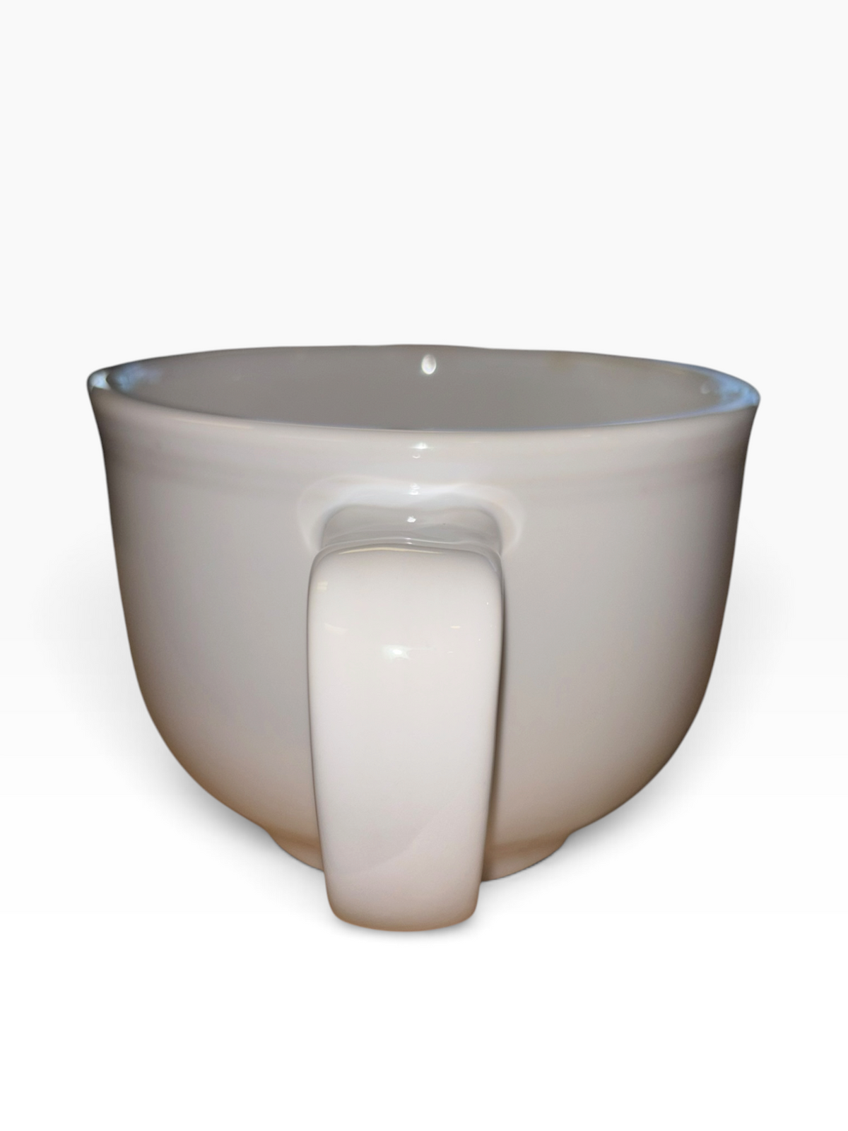 This is a Fiesta fiestaware Jumbo Mug featuring the Hallowwen Bats decal on white. Lead free, Post 1986, Halloween, Retired Color, Retired Decal.
