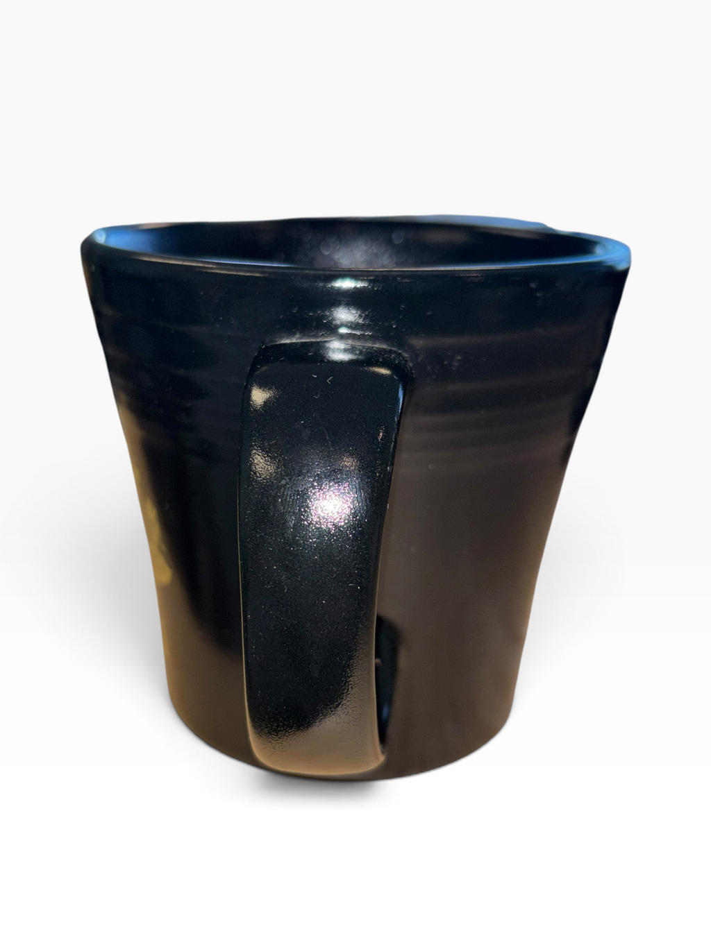 This is Fiesta fiestware Tapered Mug featuring the Gothic Victorian decal on black/foundry. Lead free, post 1986,  retired decal, Halloween
