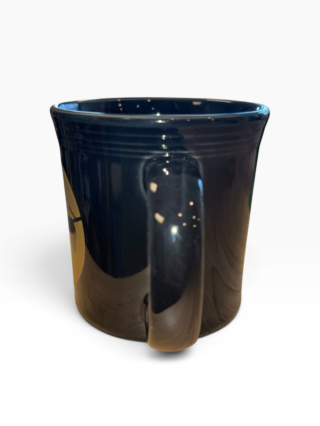 This is a Fiesta fiestware Java Mug featuring the Moon Lit Witch decal on black. Lead free Post 1986 Retired Color Retired Decal, Halloween
