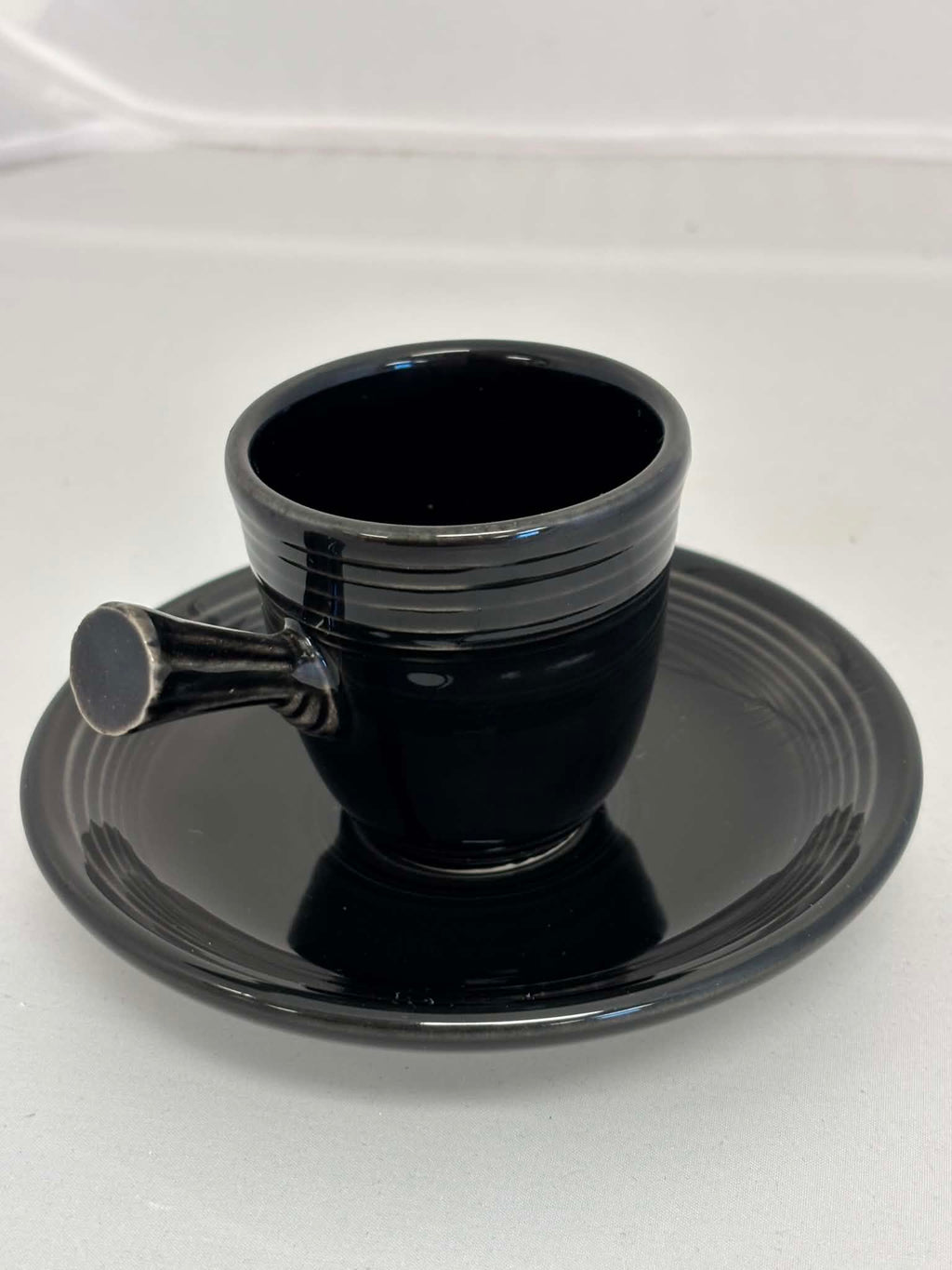 Fiesta Black Stick Handle Demitasse AD Cup & Saucer