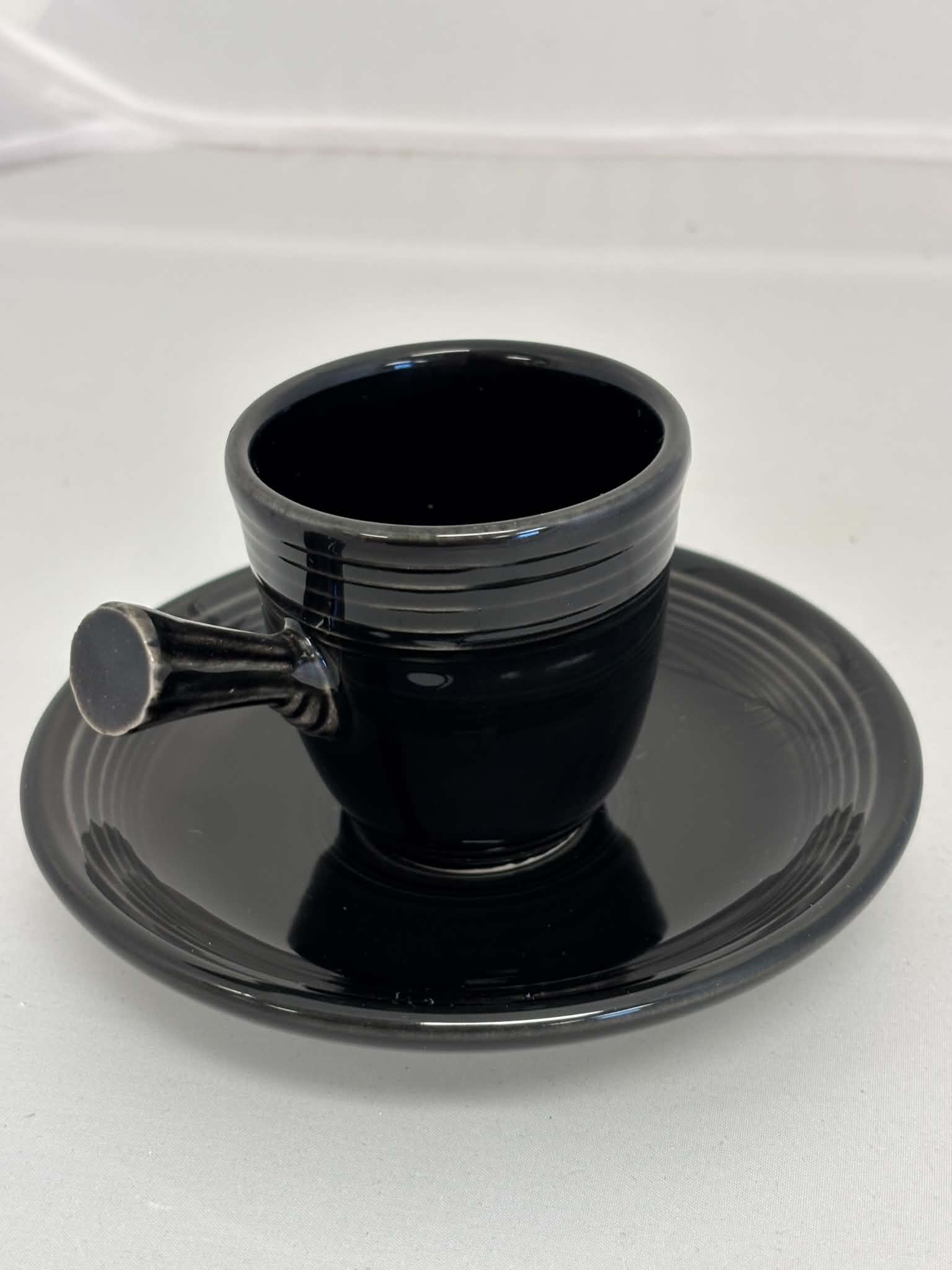 Fiesta Black Stick Handle Demitasse AD Cup & Saucer
