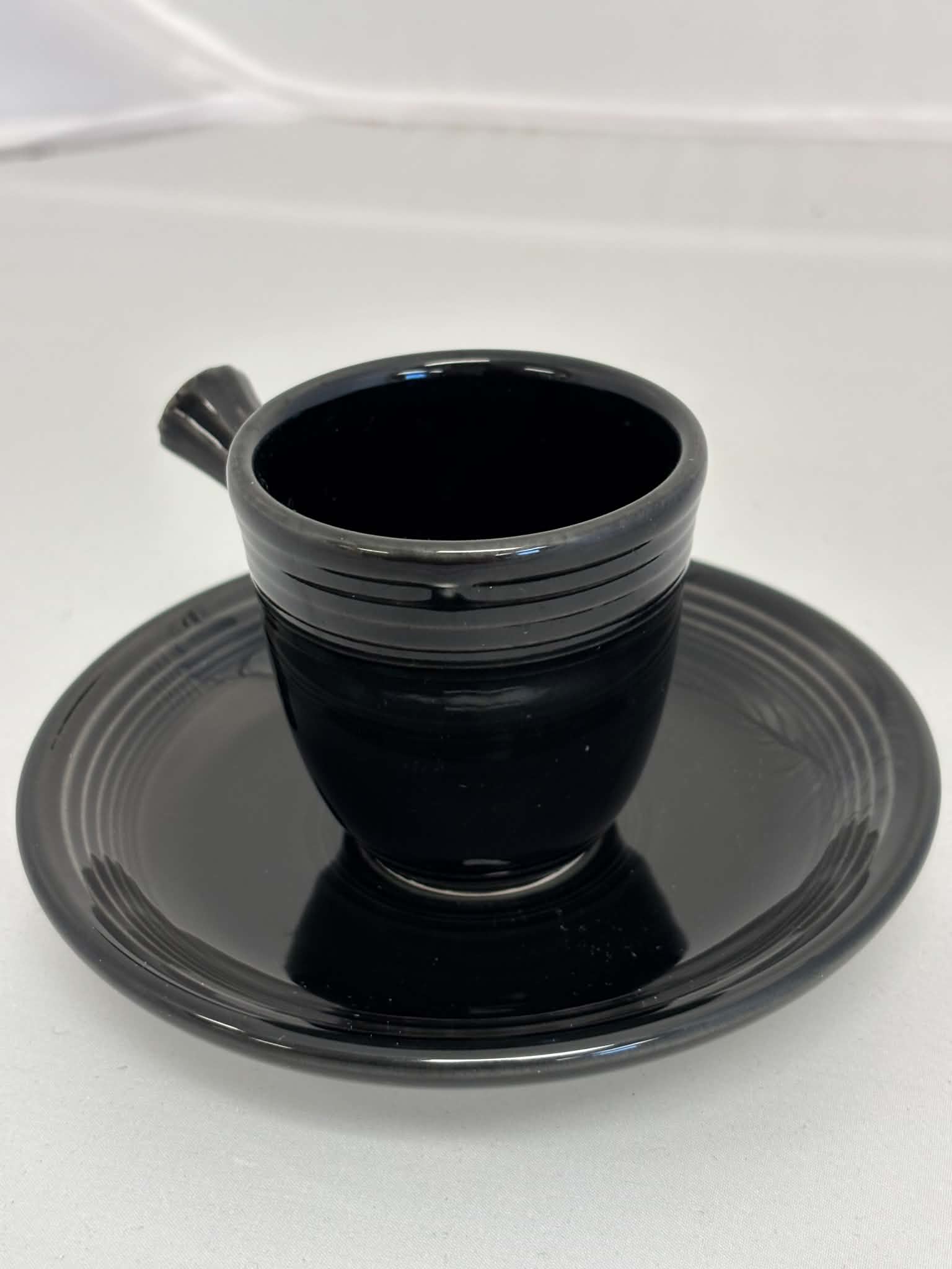 Fiesta Black Stick Handle Demitasse AD Cup & Saucer