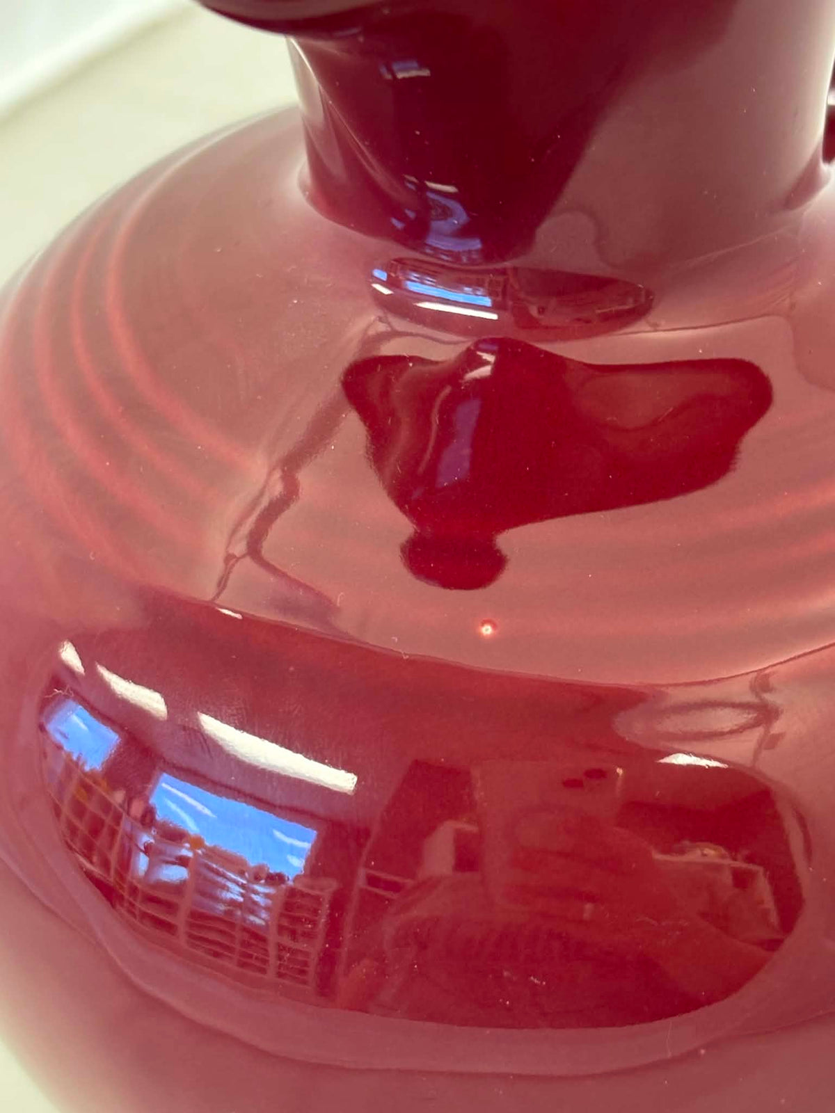 This is a Fiesta Fiestware small 60 Ounce Carafe in cinnabar. Lead-free Post 1986 Retired color retired shape

